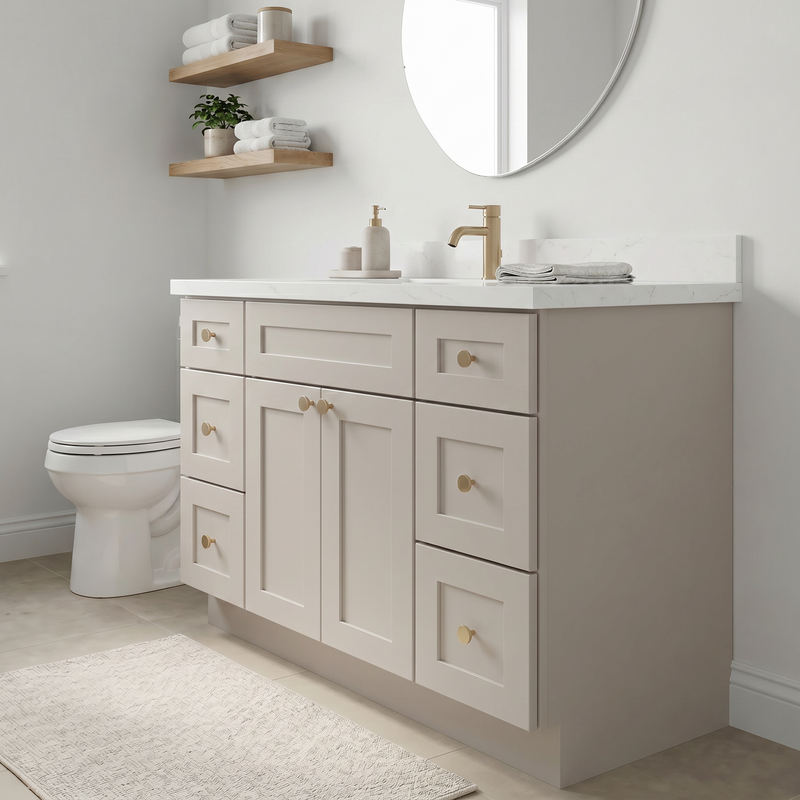 48" Taupe Shaker Vanity – Single Sink