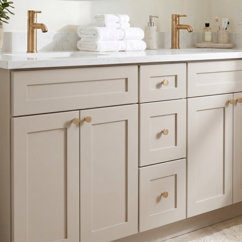 72" Taupe Shaker Vanity – Double Sink
