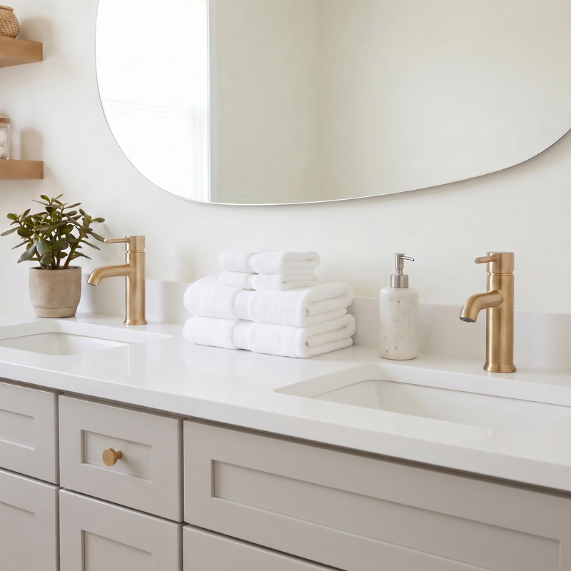 72" Taupe Shaker Vanity – Double Sink
