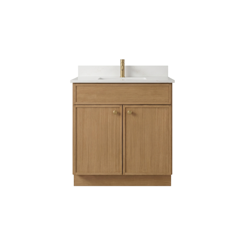 30" Slim Shaker Bathroom Vanity – White Oak