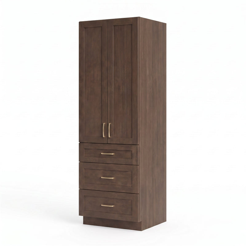 Coffee Bean Oak linen tower — right angle