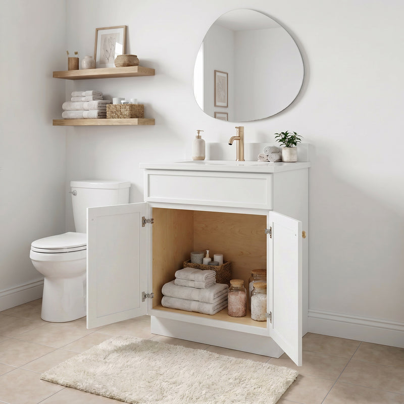 24" Slim Shaker Vanity — White