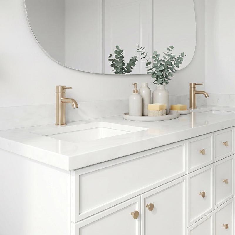 84" Slim Shaker Vanity — White, 6 Drawers