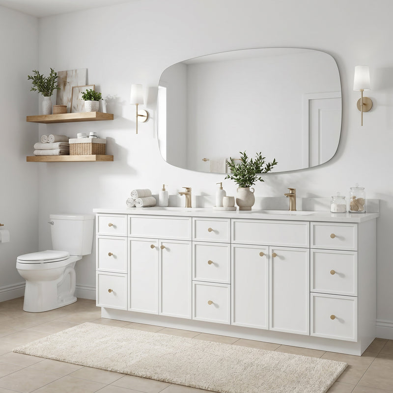 84" Slim Shaker Vanity — White, 9 Drawers