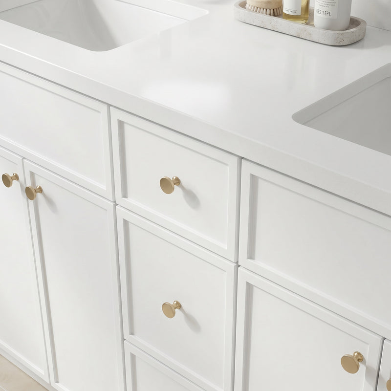 84" Slim Shaker Vanity — White, 9 Drawers
