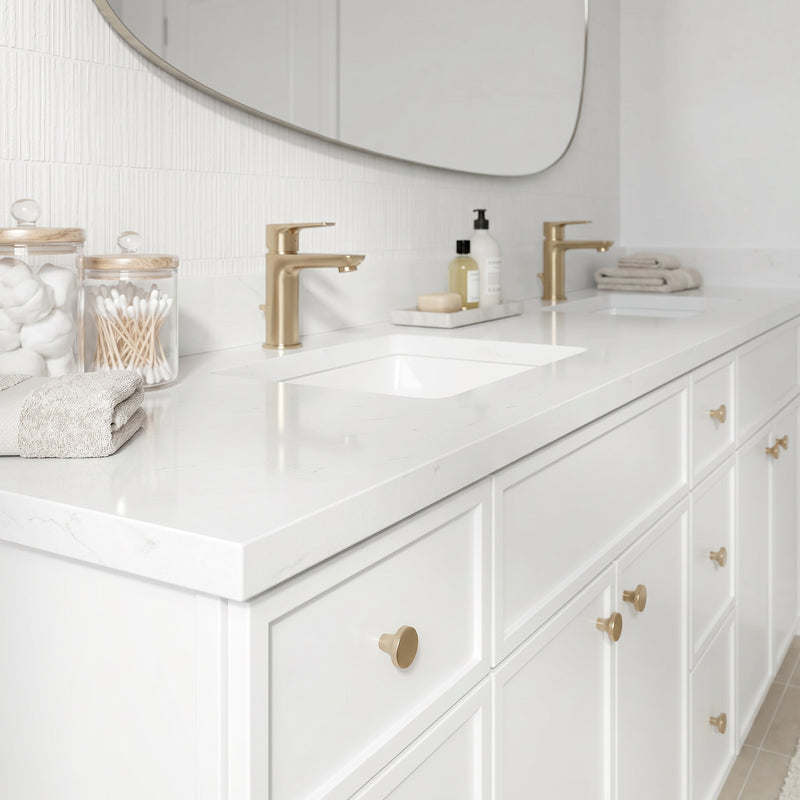 84" Slim Shaker Vanity — White, 9 Drawers