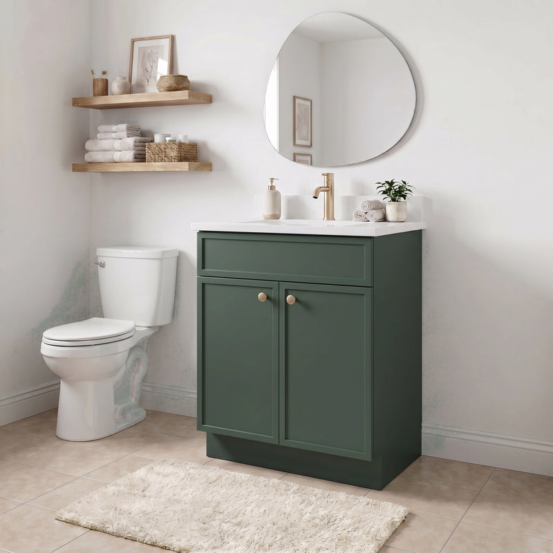 Forest Green Slim Shaker Vanity — Oakline Cabinets