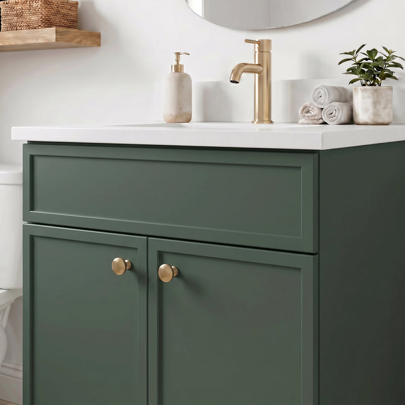 Forest Green Slim Shaker Vanity — Oakline Cabinets
