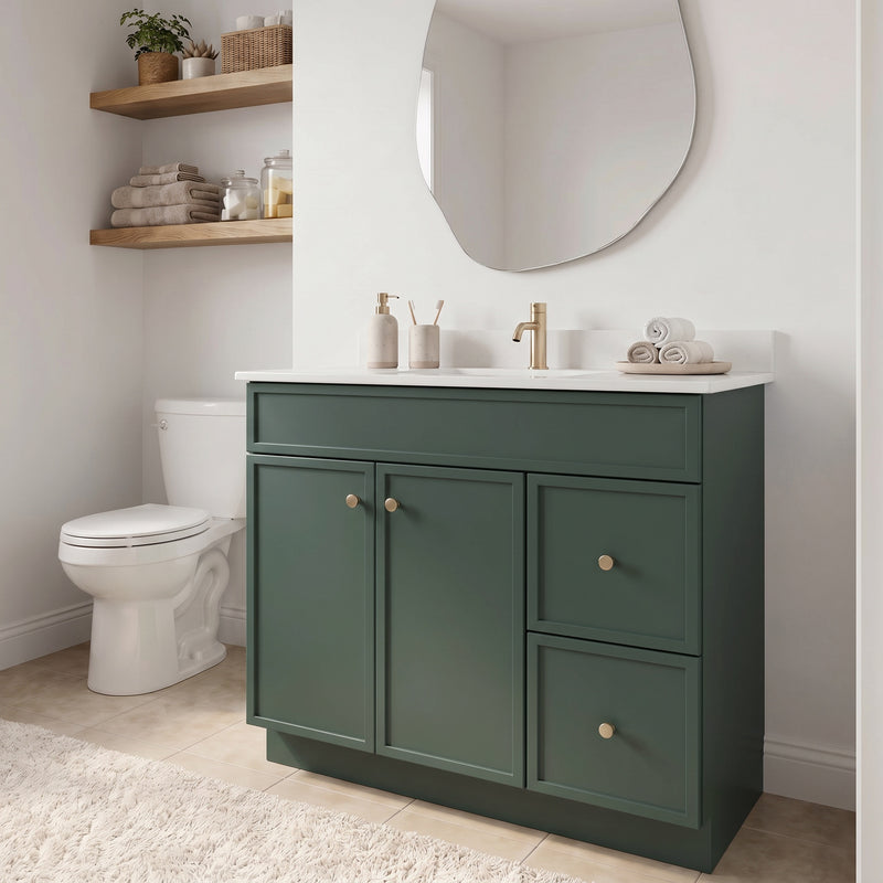 Forest Green Slim Shaker Vanity — Oakline Cabinets