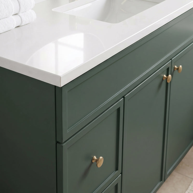 Forest Green Slim Shaker Vanity — Oakline Cabinets