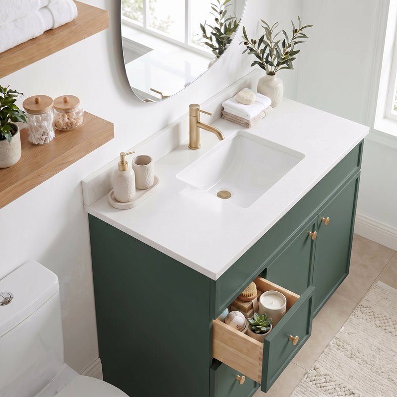Forest Green Slim Shaker Vanity — Oakline Cabinets