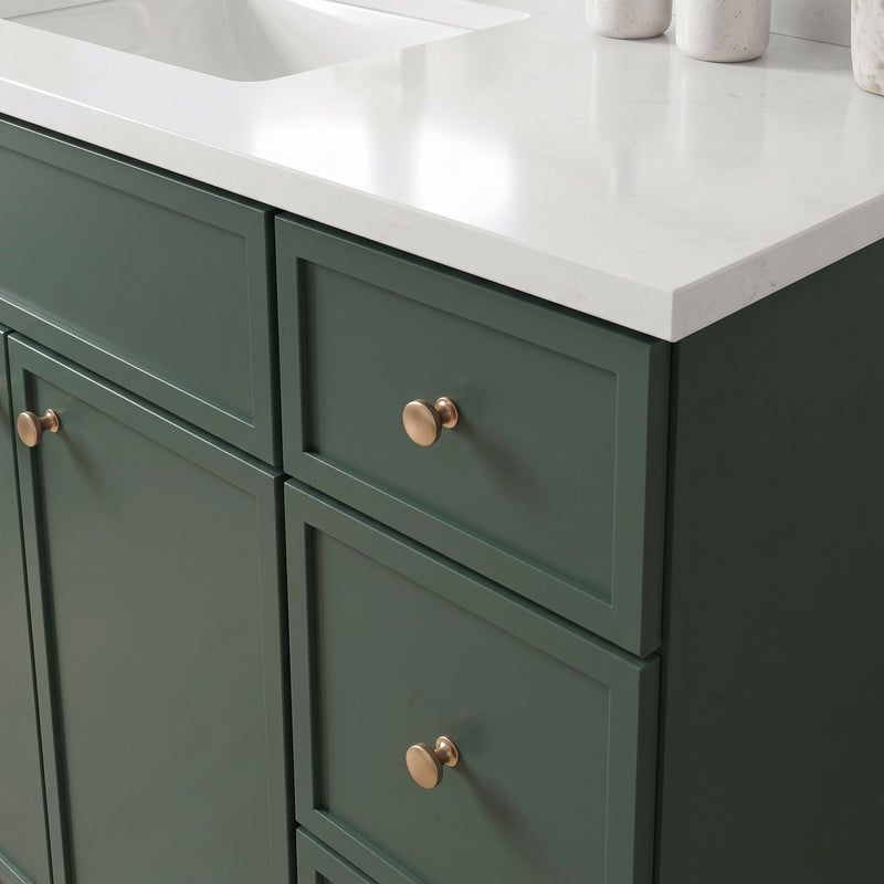 Forest Green Slim Shaker Vanity — Oakline Cabinets