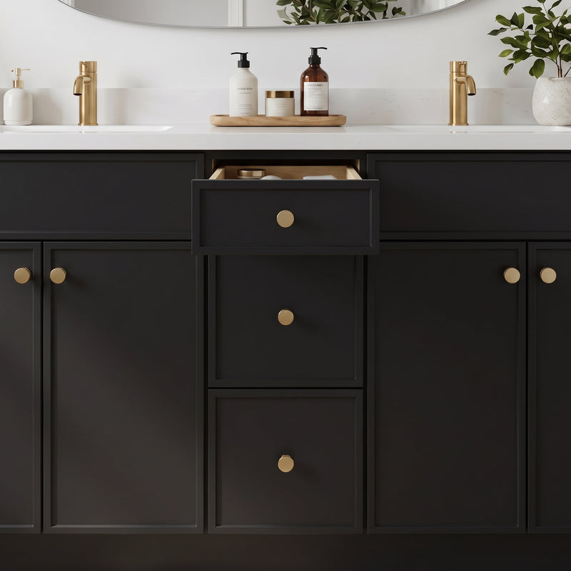 60" Black Slim Shaker Double Vanity with Pure White Quartz Top