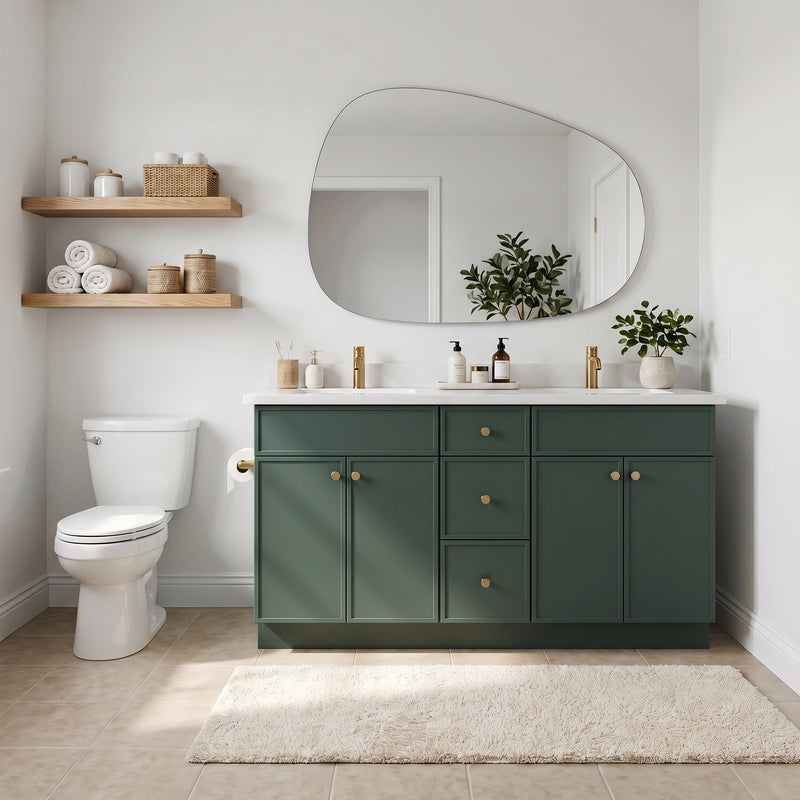 Forest Green Slim Shaker Vanity — Oakline Cabinets