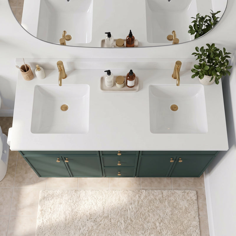 Forest Green Slim Shaker Vanity — Oakline Cabinets