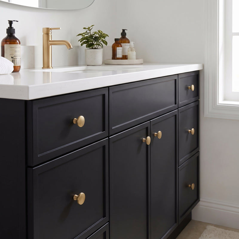 60" Black Slim Shaker Vanity with Pure White Quartz Top