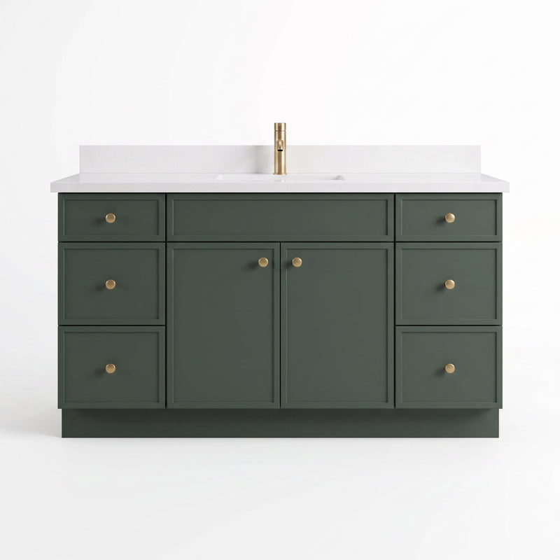 Forest Green Slim Shaker Vanity — Oakline Cabinets