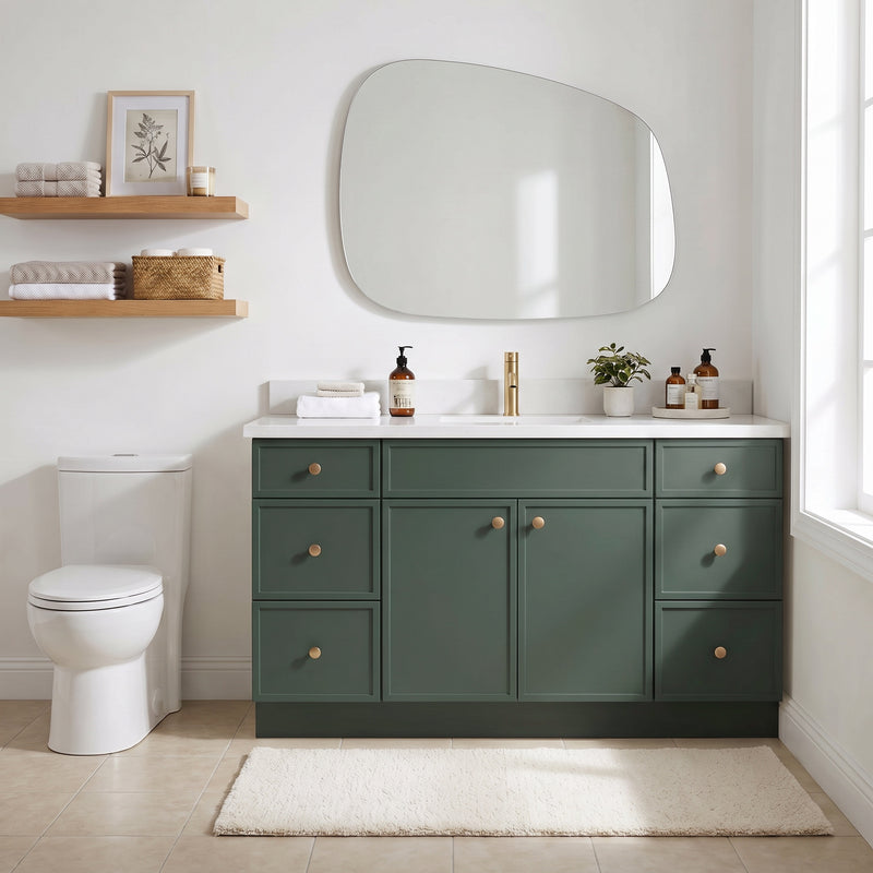 Forest Green Slim Shaker Vanity — Oakline Cabinets