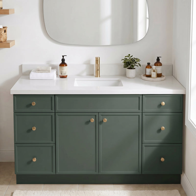 Forest Green Slim Shaker Vanity — Oakline Cabinets