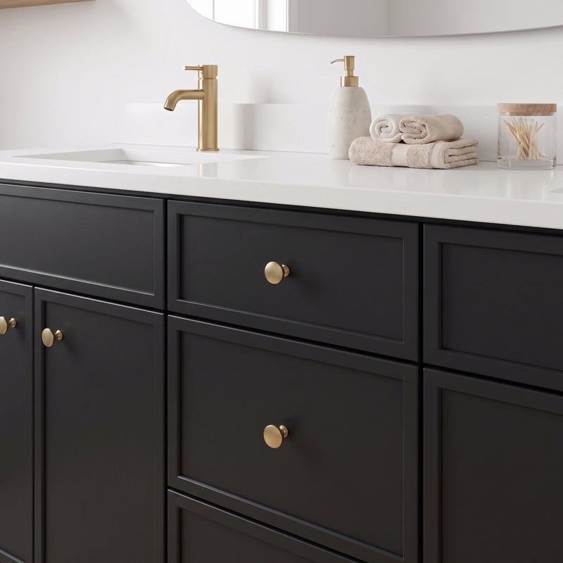 72" Black Slim Shaker Double Vanity with Pure White Quartz Top