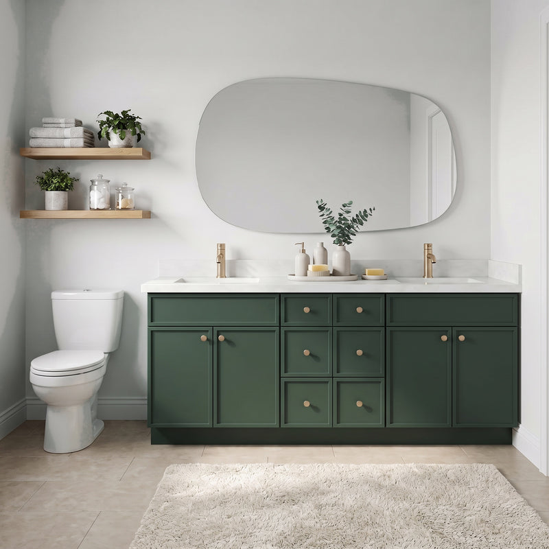 Forest Green Slim Shaker Vanity — Oakline Cabinets
