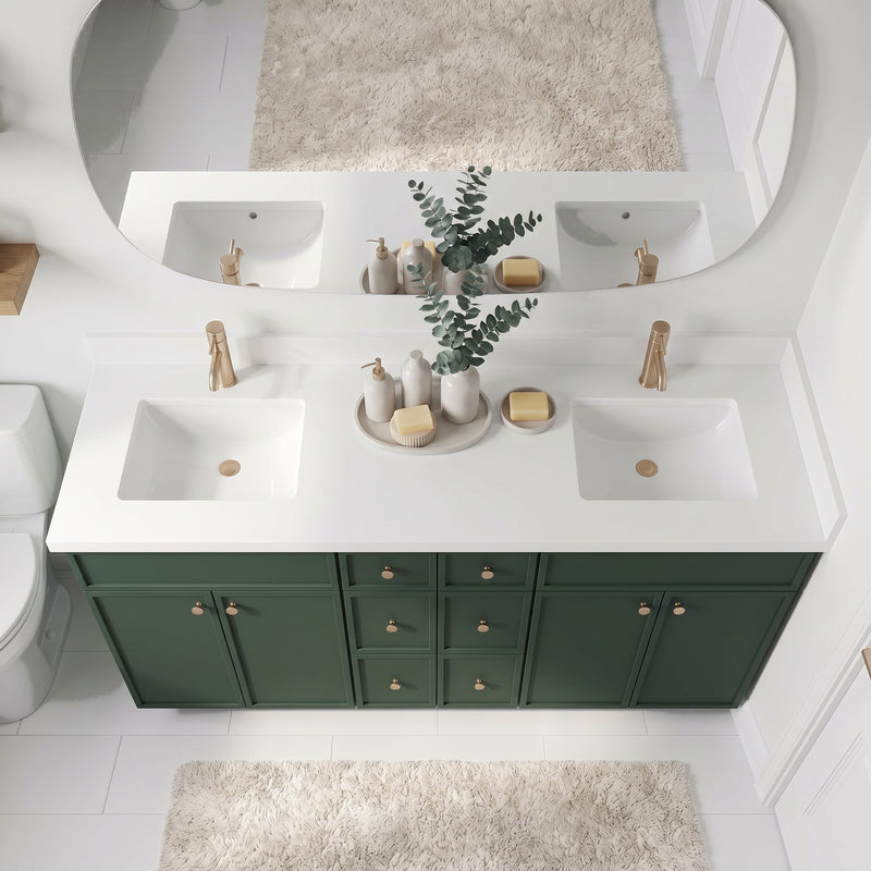 Forest Green Slim Shaker Vanity — Oakline Cabinets