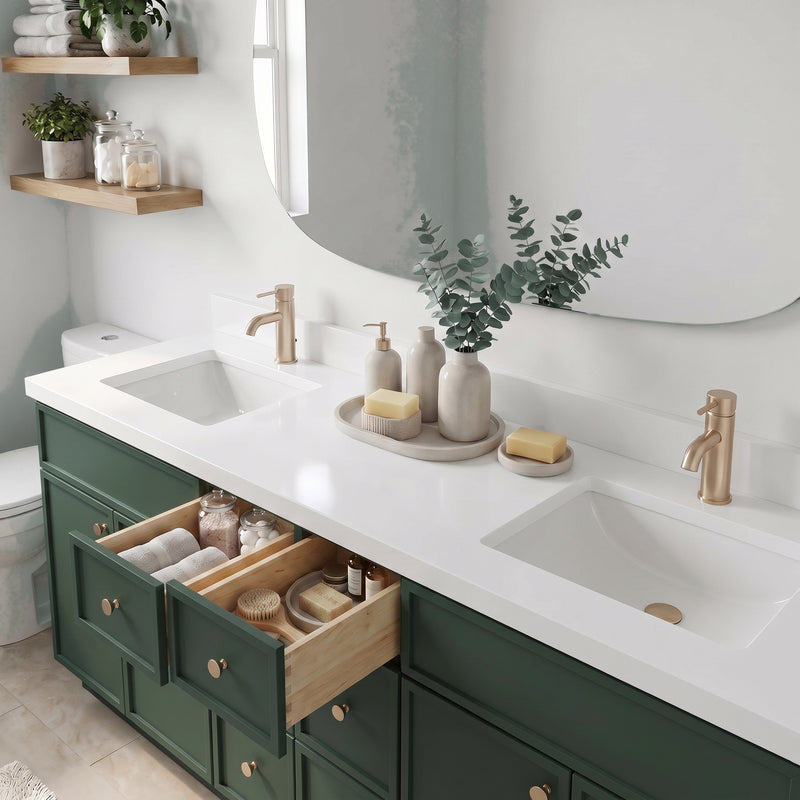 Forest Green Slim Shaker Vanity — Oakline Cabinets