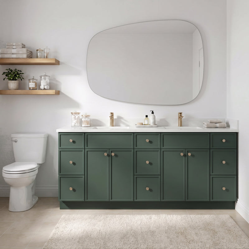 Forest Green Slim Shaker Vanity — Oakline Cabinets