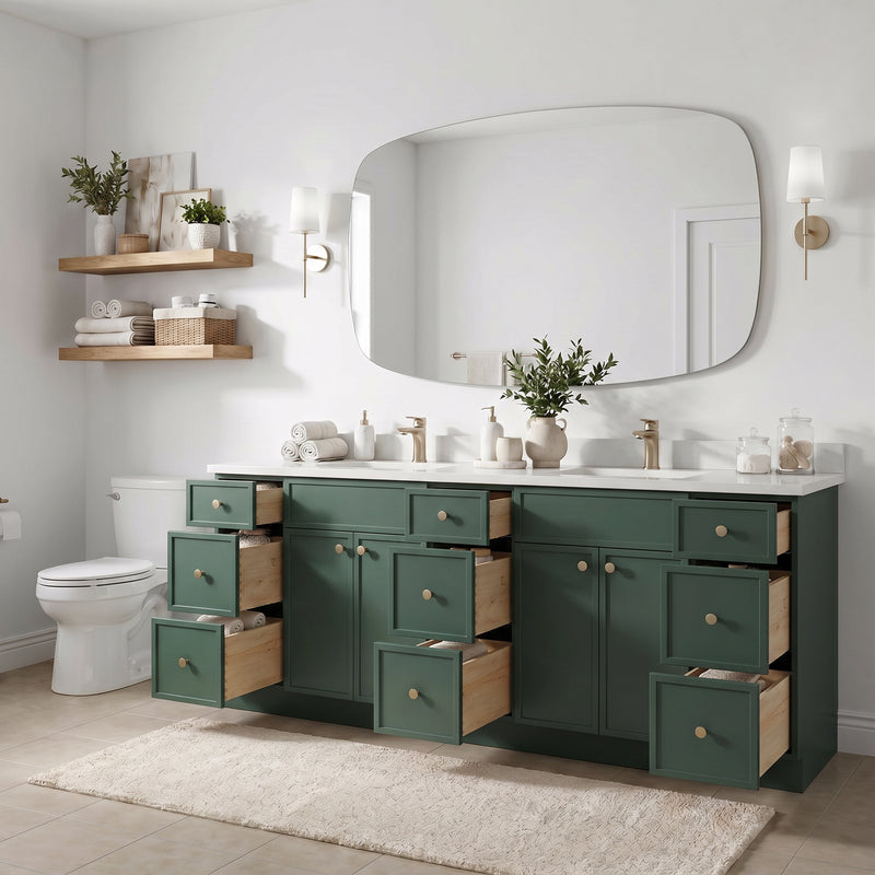 Forest Green Slim Shaker Vanity — Oakline Cabinets