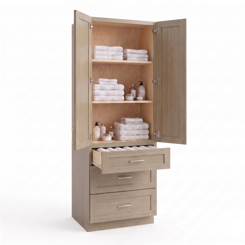Willowdale Linen Tower Cabinet open all