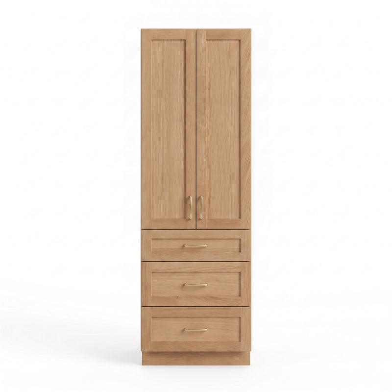 White oak linen tower front