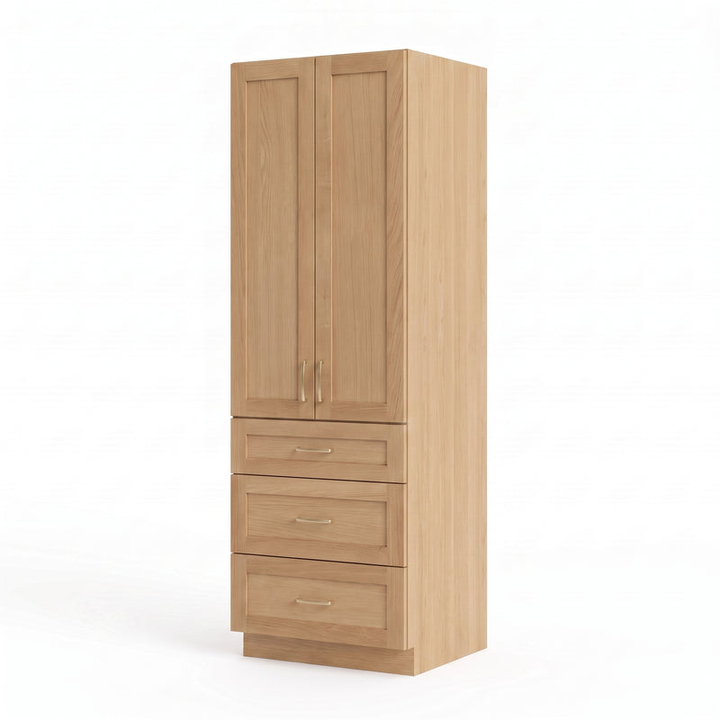 White oak linen tower angle right