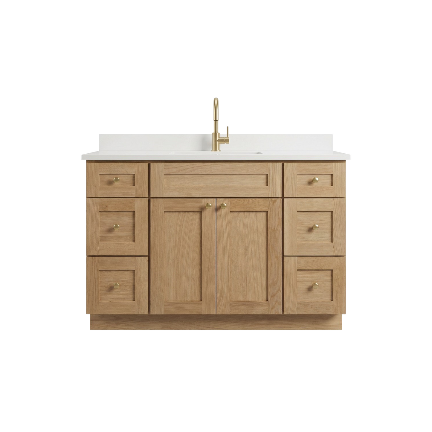 48" White Oak Shaker Vanity – Single Sink