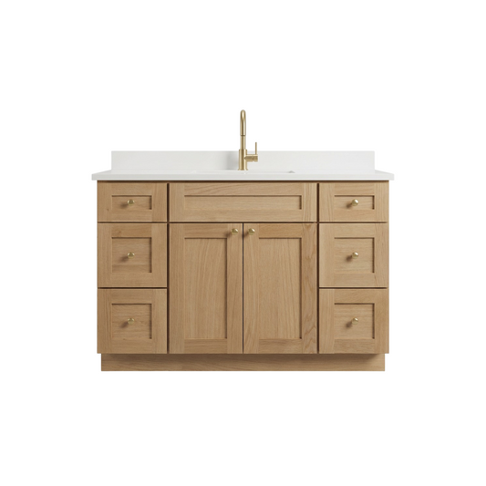 48" White Oak Shaker Vanity – Single Sink