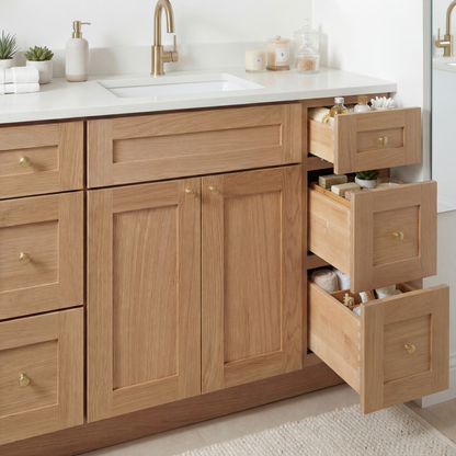 48" White Oak Shaker Vanity – Single Sink
