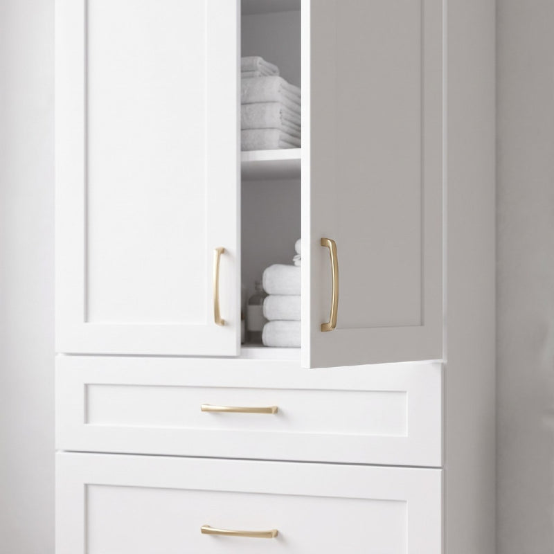 White Linen Tower Cabinet — Solid Oak