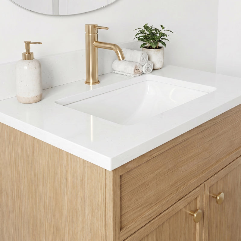 24" Slim Shaker Vanity — White Oak