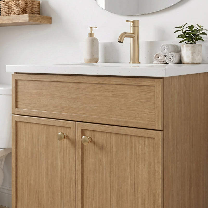 24" Slim Shaker Vanity — White Oak