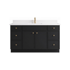 60" Slim Shaker Bathroom Vanity – Black – Single Sink