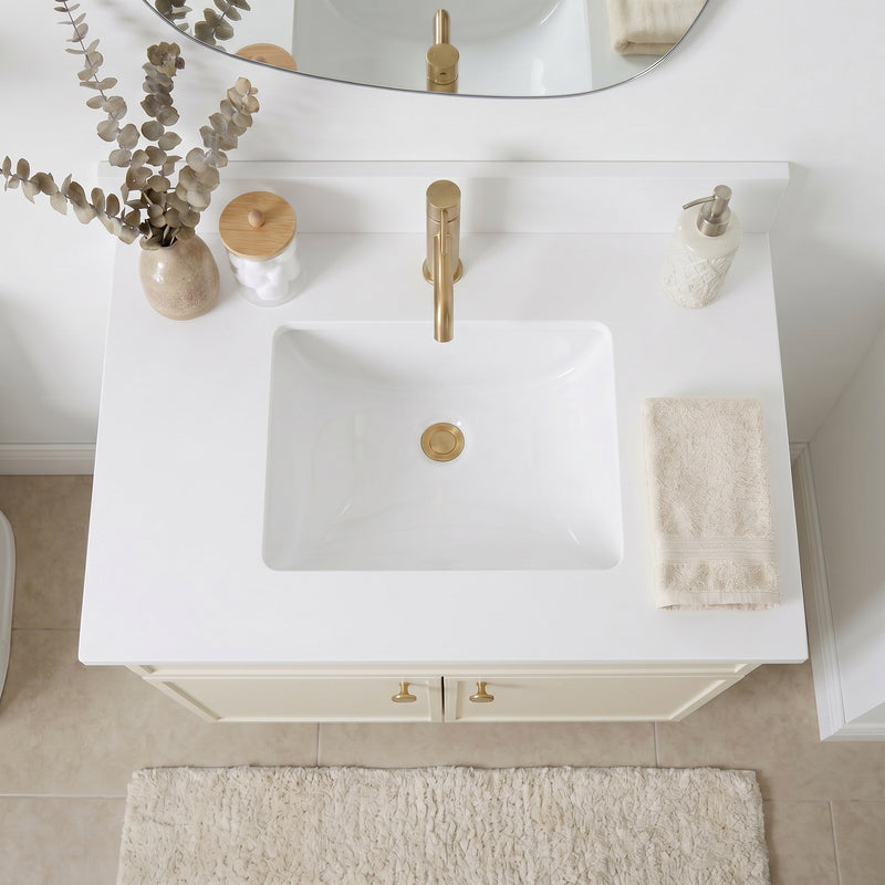 30" Slim Shaker Vanity — Off White