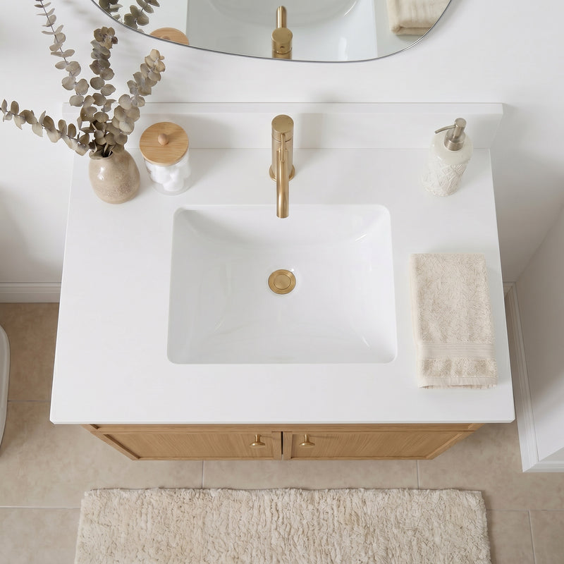 30" Slim Shaker Vanity — White Oak