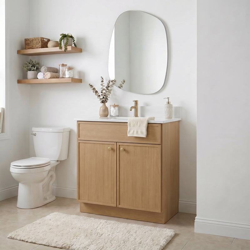 30" Slim Shaker Vanity — White Oak