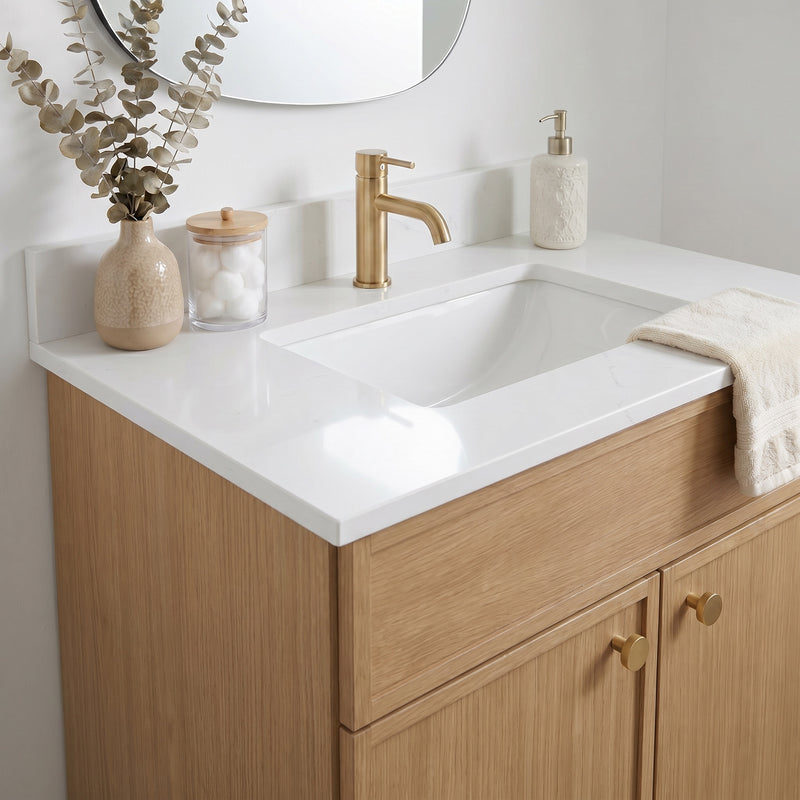 30" Slim Shaker Vanity — White Oak
