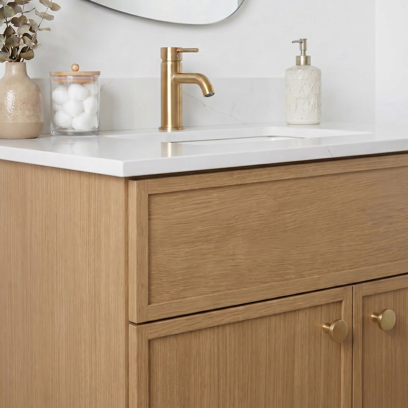 30" Slim Shaker Vanity — White Oak
