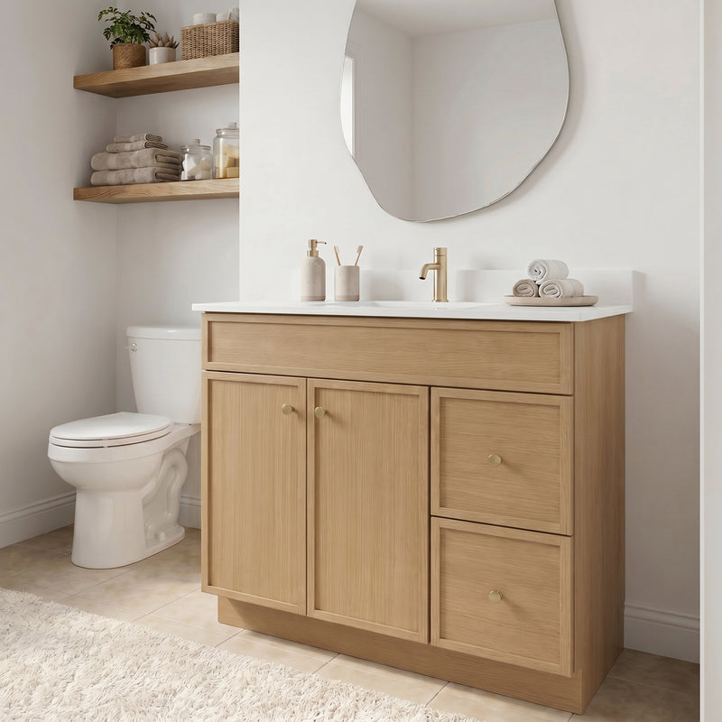 36" Slim Shaker Vanity — White Oak