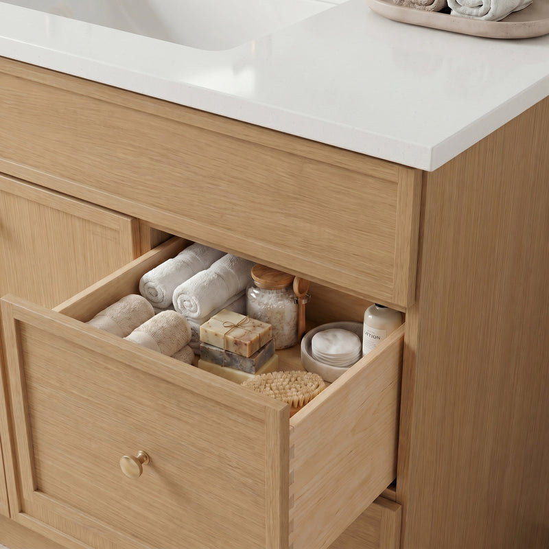 36" Slim Shaker Vanity — White Oak