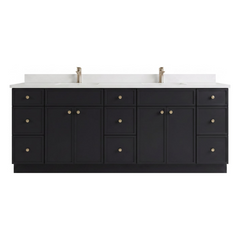 84" Slim Shaker Bathroom Vanity – Black – 9 Drawers
