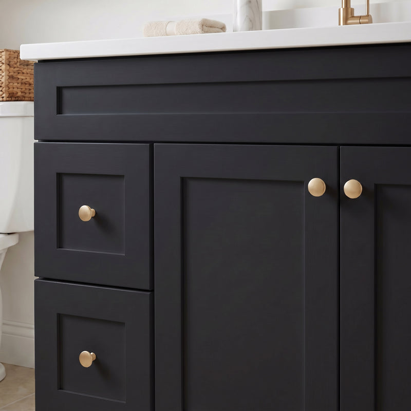 42" Black Shaker Vanity with Pure White Quartz Top
