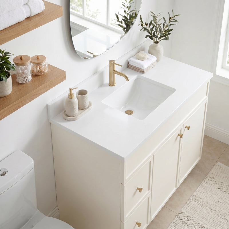 42" Slim Shaker Vanity — Off White
