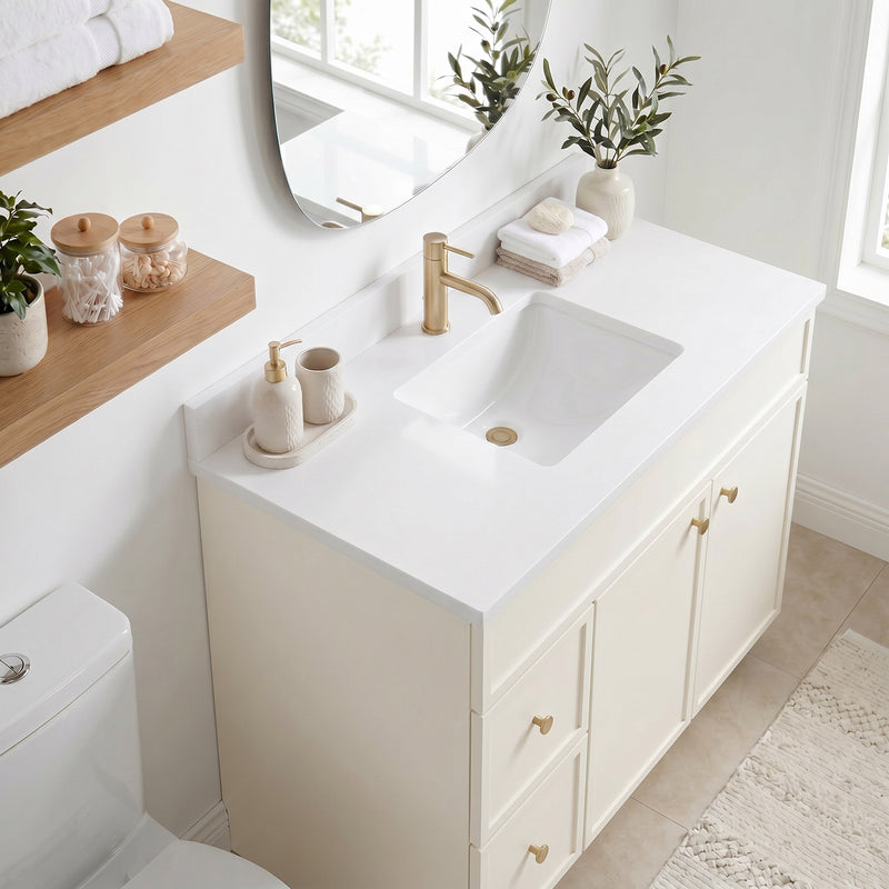 42" Slim Shaker Vanity — Off White